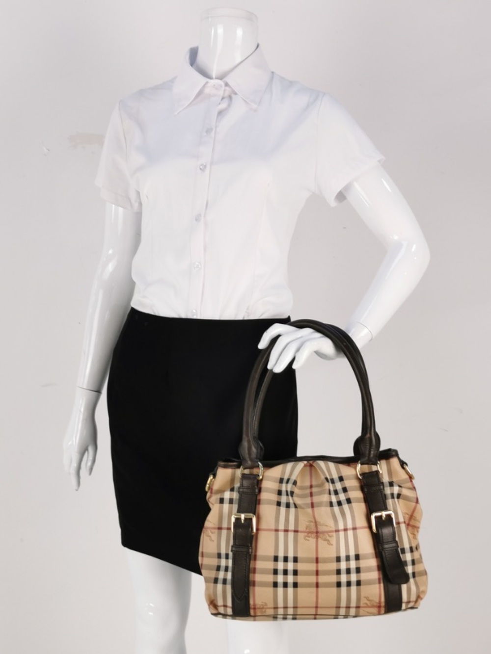Burberry Nova Check Canvas Leather Satchel Handbag - Picture 2 of 6